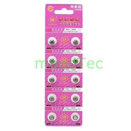 10 x AG3 392A Alkaline 1.55V LR41 Button Cell Coin Batteries (In Stock)