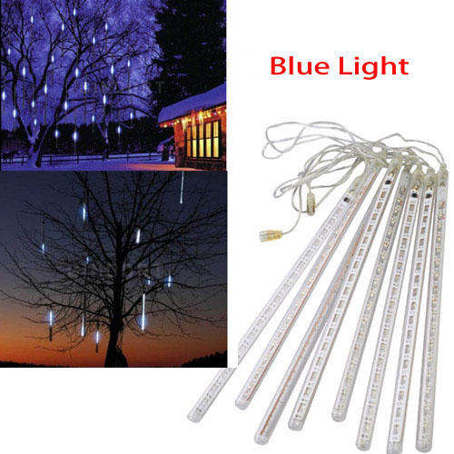 8Pcs 30cm Outdoor LED Tube Meteor Shower Lights - Blue Light