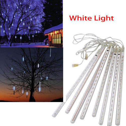 8Pcs 30cm Outdoor LED Tube Meteor Shower Lights - White Light (In Stock)