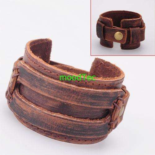 Classic Brown Punk Rock Men's Leather Bracelet (In Stock)