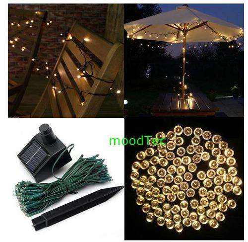 Yellow 100 LED Solar Powered Fairy String Light Garden / Party Decor