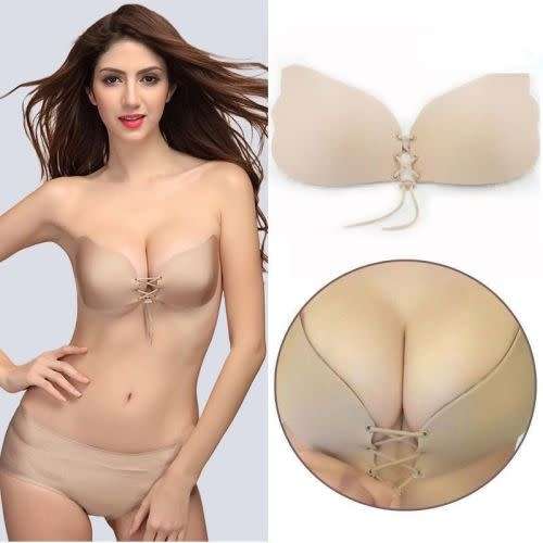 Women's Strapless Invisible Bra Backless Self-Adhesive Push Up Wings Sticky Bras
