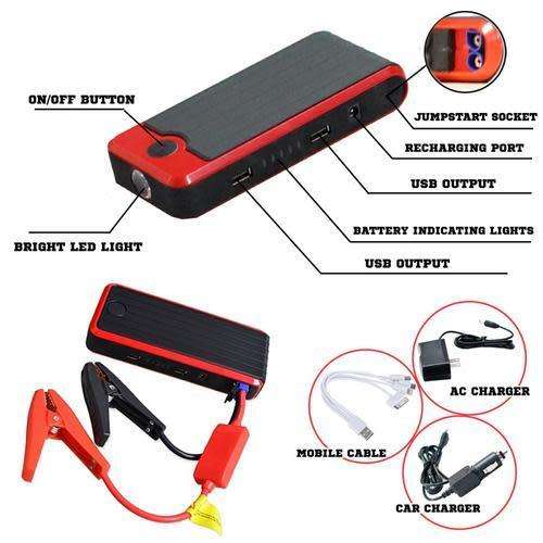 Automobile Multi-function Car Emergency Launcher Jump Starter T6 12000mAh Power Bank w/ LED Torch
