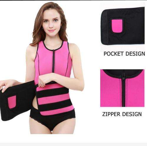 HOT SWEAT BODY VEST Yoga Vest Women's Zipper Vest Waist Trimmer with Adjustable Waist Trainer