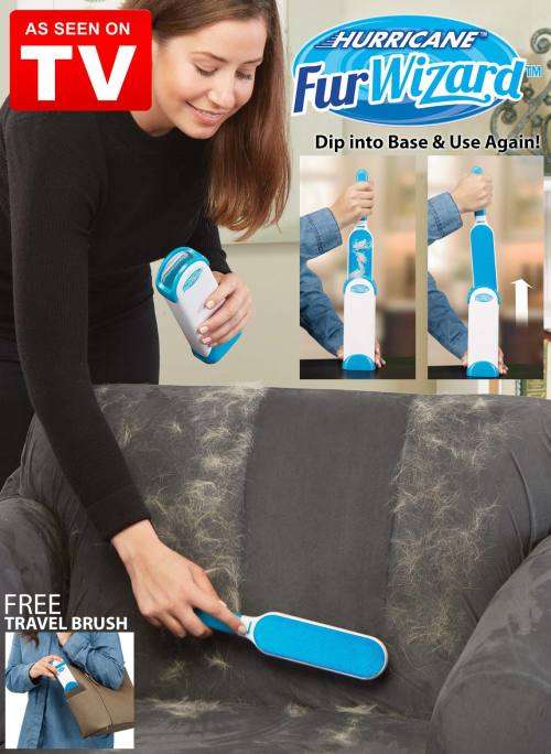 As Seen on TV Hurricane Fur Wizard Lint Brushes Blue