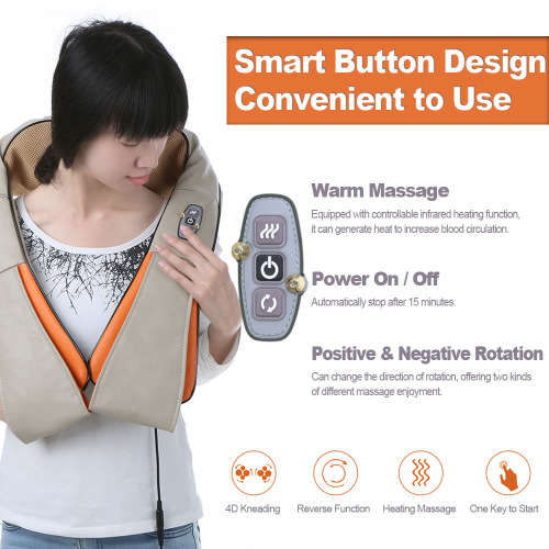 Home Car Body Massager U Shape Electrical Shiatsu Back Neck Shoulder Massager Infrared 4D Kneading H
