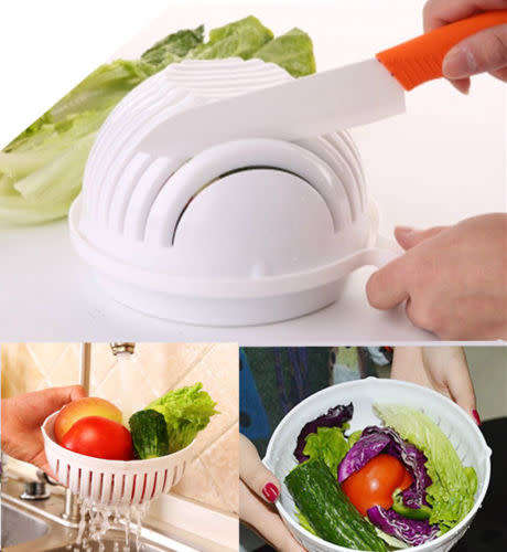 60 Seconds Fresh Salad Maker Cutter Bowl Slicer Vegetable Easy Washer Chopper