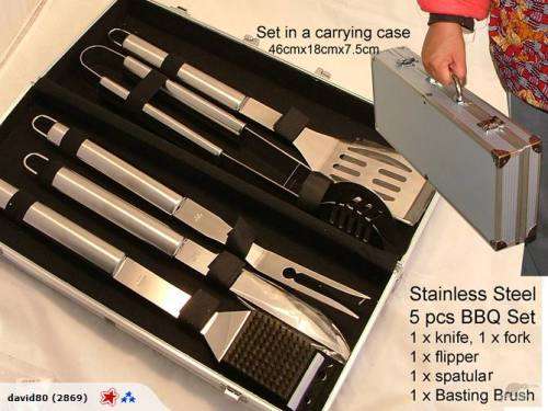 BBQ Stainless Steel BBQ tool utensils 5pcs case