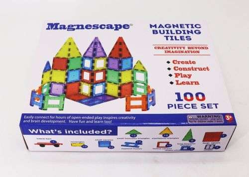 Magnescape 100pc Magnetic Tiles Building Toy Set - Slightly Used