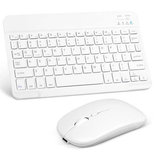 White Bluetooth Tablet Keyboard and Mouse Combo Wireless Bluetooth - Like New, Hardly used