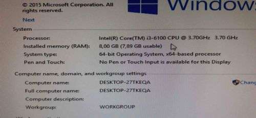 Lenovo M910T i3 6100CPU, 500GB HDD, 8GB DDR4 RAM
