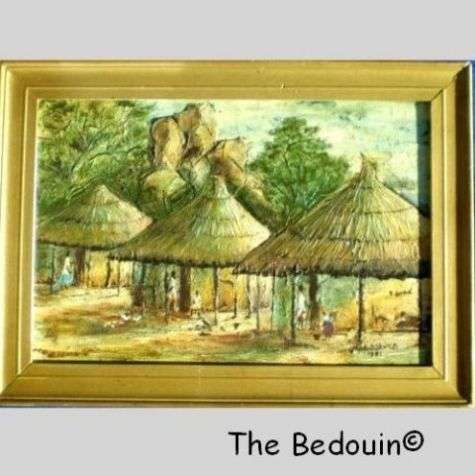 Cesarine. (SA Artist). HUTS IN THE EASTERN TRANSVAAL. Oil Painting. (1981).