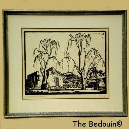 J H PIERNEEF (1886 - 1957). Print of Woodblock. UNION BUILDINGS FROM PRINSENHOF. Framed & Glazed.