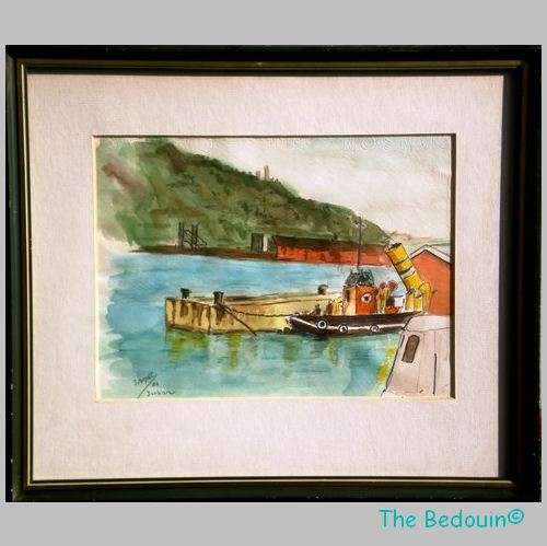 S ANDOR. S A Artist. SHIPS IN DURBAN BAY. Water Colour. (1980). Framed & Glazed.