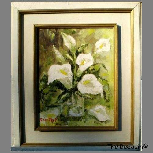 S DU TOIT (SA Artist). ARUM LILIES IN A VASE (STILL LIFE). Original Oil. Framed (c 1975)