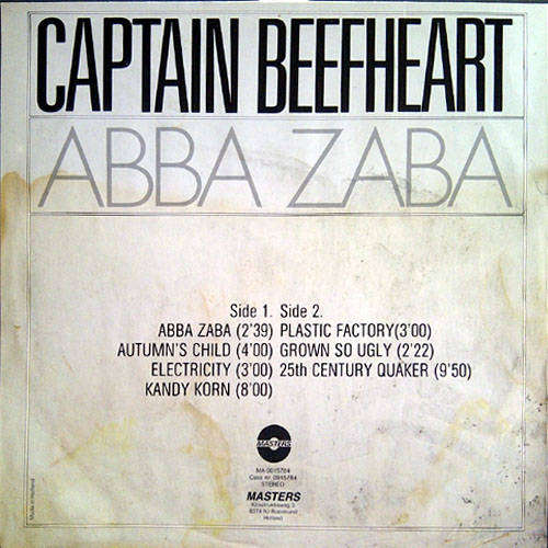 Captain Beefheart - ABBA ZABA. Vinyl  LP. (VG+/VG) 1988. Holland release. (Psychedelic Rock)