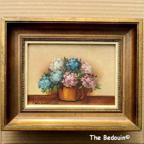 Celia Walsh - Diehl (1915 - 1993). Listed South African Artist. STILL LIFE WITH HYDRANGEAS. Oil.