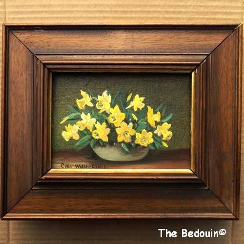 Celia Walsh - Diehl (1915 - 1993). Listed South African Artist. STILL LIFE WITH DAFFODILS. Oil.