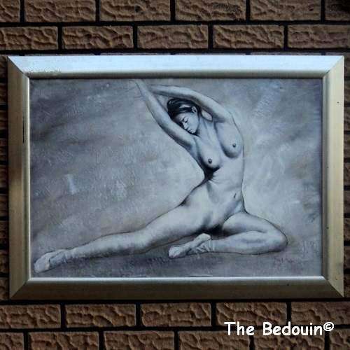 Liu Yongjia (Chinese Artist). BALLERINA IN THE BUFF. Framed Acrylic. 730 x 1030 mm.