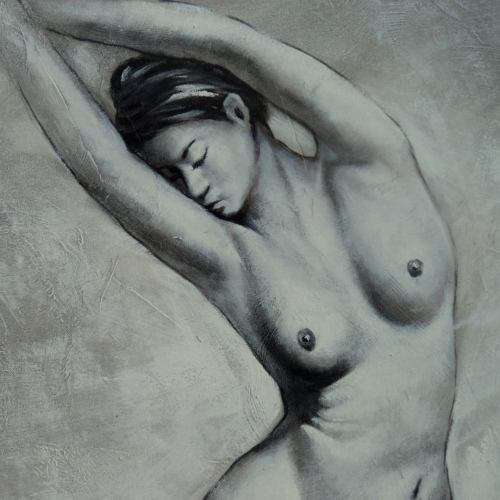 Liu Yongjia (Chinese Artist). BALLERINA IN THE BUFF. Framed Acrylic. 730 x 1030 mm.