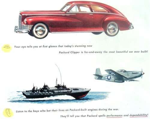 PACKARD CLIPPER (CAR) ADVERT. 1946. Authentic. 70 Years Old. 35 x 27 cm.