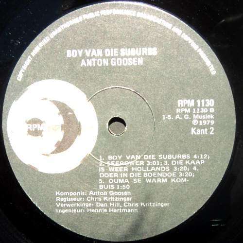 Anton Goosen - BOY VAN DIE SUBURBS. LP. (NM/NM). Pragtige Toestand.