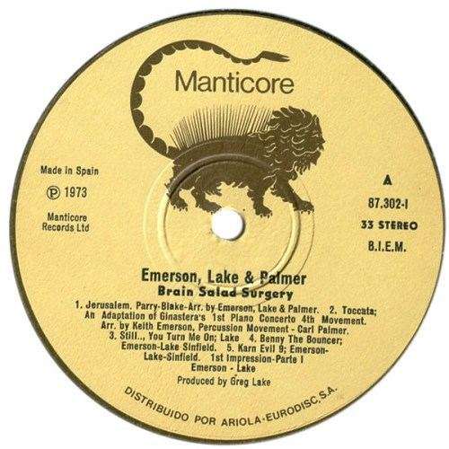 Emerson, Lake & Palmer - BRAIN SALAD SURGERY.  Vinyl  LP album. (VG+VG). Spanish release. (1973).