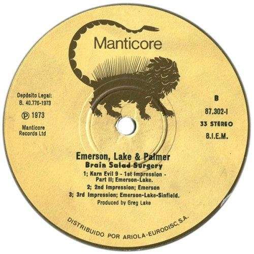 Emerson, Lake & Palmer - BRAIN SALAD SURGERY.  Vinyl  LP album. (VG+VG). Spanish release. (1973).