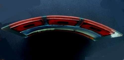 Marguerite Beneke (S A glass artist). KILN FUSED GLASS ART PANEL. KAROO SCENE. 37 x 32 cm.