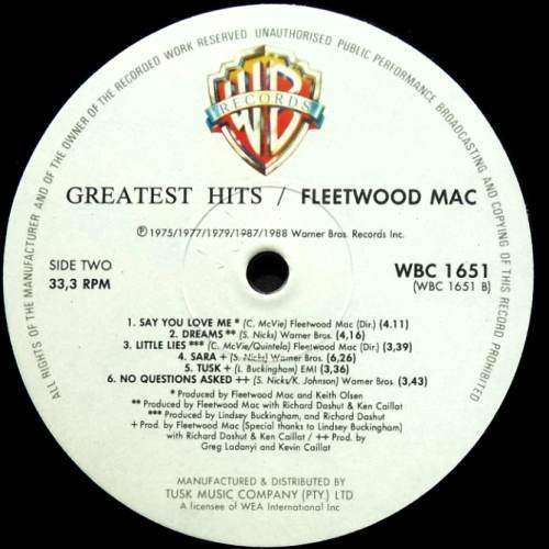 Fleetwood Mac - GREATEST HITS. Vinyl  LP. (VG+/NM). Scarce South African Release (1988).