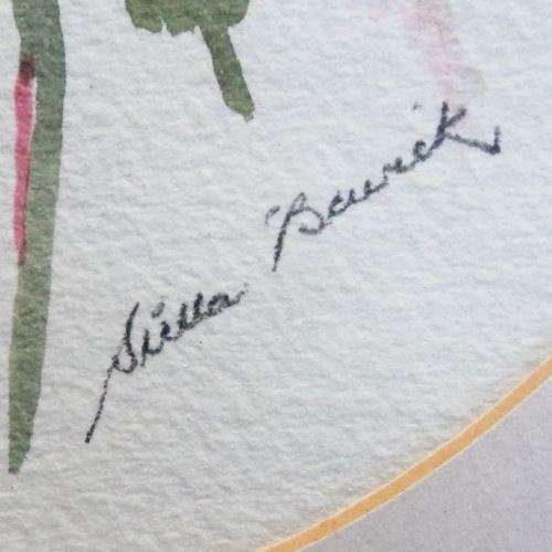 Stella Beurick (SA Artist) - WATER COLOUR PAINTING OF ROSES. Framed. 48 x 38 cm. Cherry wood Frame.