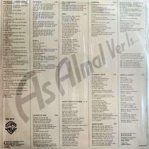 Koos du Plessis - AS ALMAL VER IS. LP. (NM/NM). Koos se 2e album (1981). Warner Bros WBC 9091 skaars