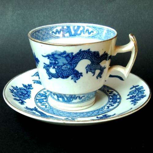 Booths Dragon Pattern. SMALL TEAPOT, 2 CUPS AND 2 SAUCERS. Antique (1912 Patent) Lovely condition.