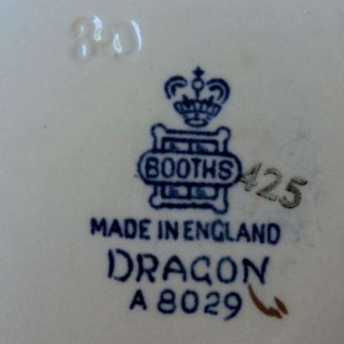 Booths Dragon Pattern. SMALL TEAPOT, 2 CUPS AND 2 SAUCERS. Antique (1912 Patent) Lovely condition.