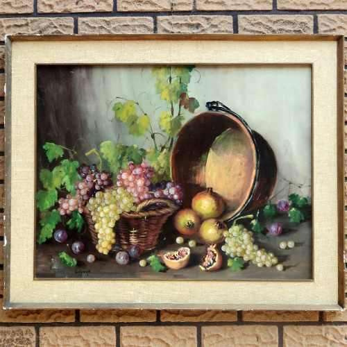 Isidoro Lazaro Ferre. Spanish Artist (Born 1949). STILL LIFE WITH FRUIT. (Oil) Framed. 800 x 950 mm