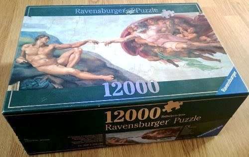 RAVENSBURGER Jigsaw Puzzle. 12000 Pieces! THE CREATION OF ADAM - Michelangelo. LARGE - 2.85 x 1.38 m