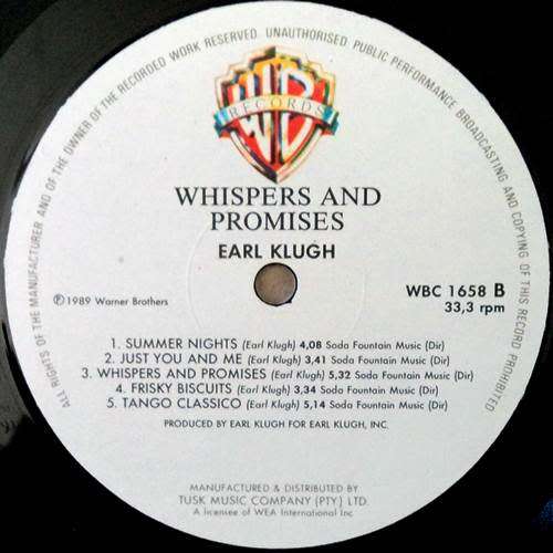 Earl Klugh - WHISPERS AND PROMISES. 33 rpm. 12` LP record. (NM/NM). 1989. RSA. Smooth jazz.