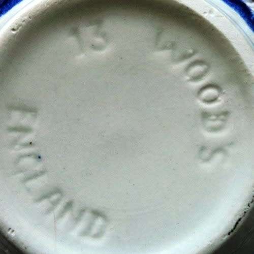 SIX TEA TRIOS BY WOOD and SONS, ENGLAND. `English Scenery` pattern. Royal Blue. ONE LOT.