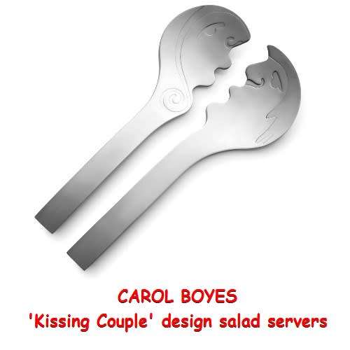 CARROLL BOYES (1954 - 2019). SALAD SERVING SET. `KISSING COUPLE` DESIGN.