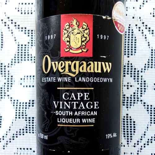 OVERGAAUW ESTATE WINE. Cape Vintage Liqueur Wine. 750 ml. 1997 Vintage.