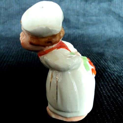 DUTCH PORCELAIN `KISSING BOY AND GIRL` CRUET SET (salt, pepper and mustard) Handpainted and vintage.