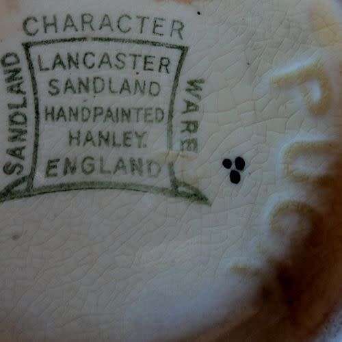 LANCASTER SANDWARE DICKENSWARE CHARACTER JUG DEPICTING `PUCK`. 13 cm. Handpainted.