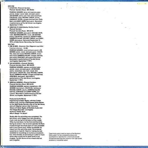 Pharoah Sanders - ELEVATION. 33 rpm. 12` vinyl LP record. Album (NM/NM) 1974 USA Quadrophonic Jazz.