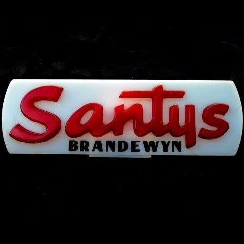 SIGN ADVERTISING `SANTYS BRANDEWYN`. SCARCE. PERSPEX. FOR BAR DISPLAY.