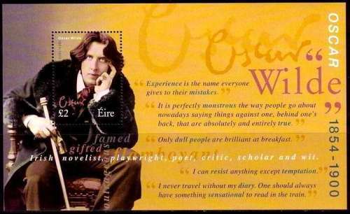 IRELAND. OSCAR WILDE TWO POUND MINIATURE SHEET. UNMOUNTED MINT.
