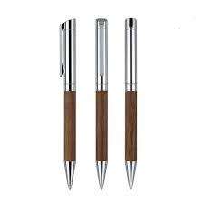 SENATOR TIZIO. Rollerball balpoint pen. Walnut barrel. Chrome.
