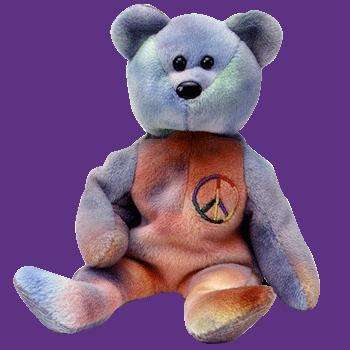 PEACE. Collectable TEDDY BEAR. Ty Beanie Baby. Born 2 January, 1996. Retired.