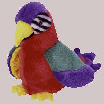 JABBER. Collectable Parrot. Soft toy. Ty Beanie Baby. Born October 10, 1997. Retired.