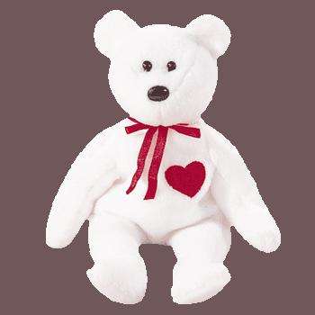 VALENTINO. The Teddy Bear (soft toy). Collectable Ty Beanie Baby. Born February 14, 1994. Retired.