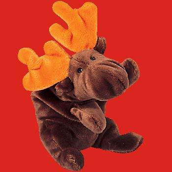 CHOCOLATE. The Moose (soft toy). Collectable Ty Beanie Baby. Born April 27, 1993. Retired